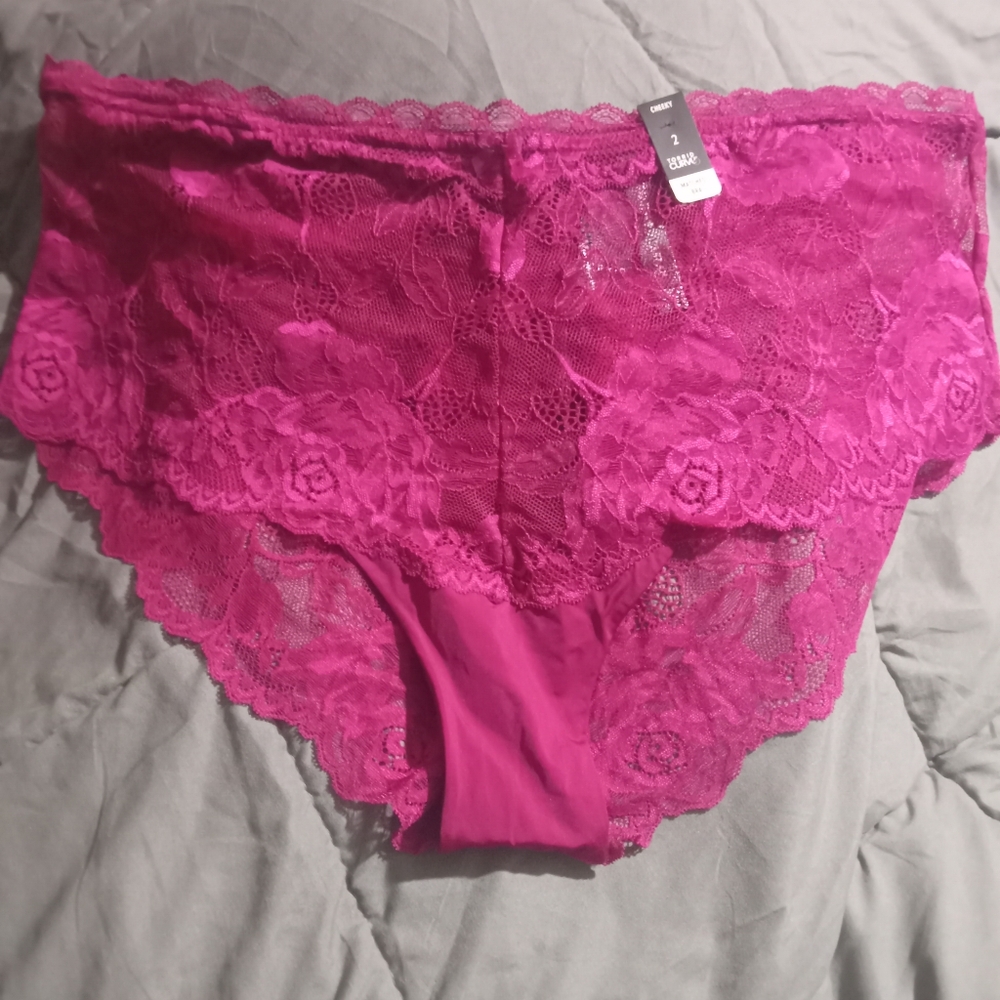 NWT Lot Of 2 Torrid Floral Lace Open Back Cheeky Panties Fushia/Black (18-20) - Picture 3 of 7